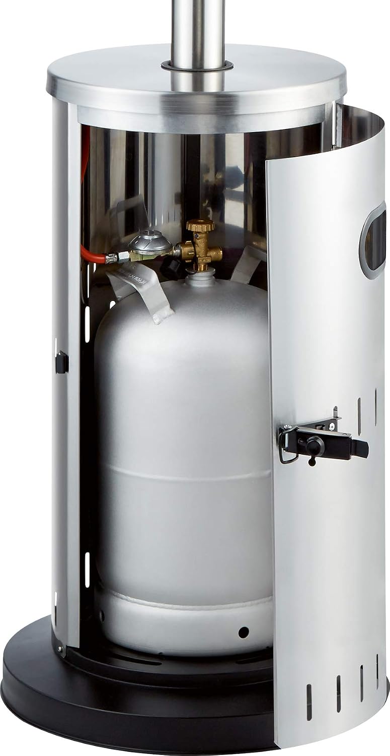 Enders® Terrassenheizer Gas SOLID Edelstahl, Gas-Heizstrahler 5800, Heizpilz mit stufenloser Regulierung, Turbo-Brenner, höhenverstellbar, Transporträder, Umkippsicherung