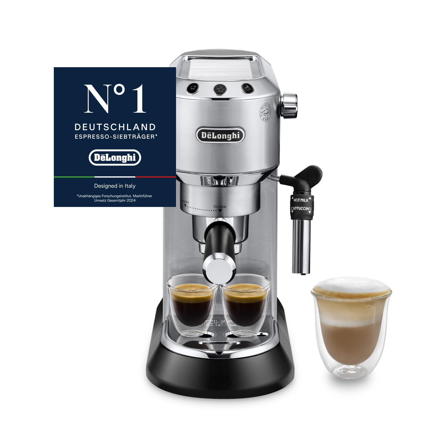 De'Longhi Dedica Style - Espressomaschine mit Manuellem Milchaufschäumer