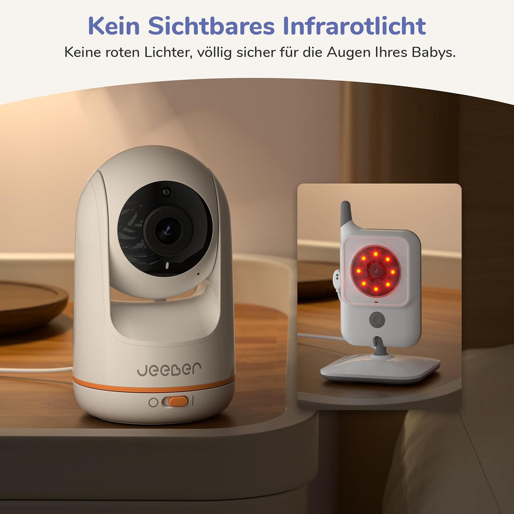 2K/3MP WiFi Baby Monitor with Camera App, 5 Inch IPS Baby Monitor, 360°