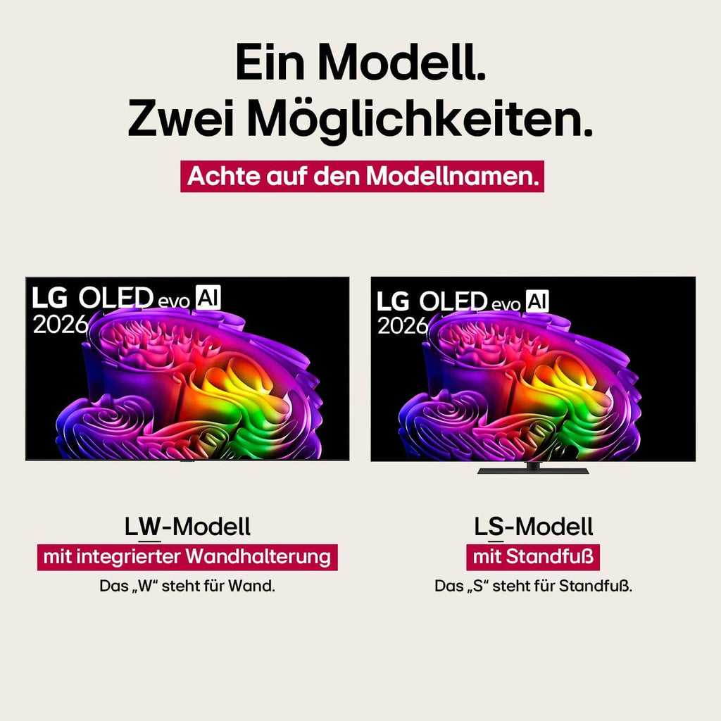LG OLED65G67LW TV 65 Zoll, 4K OLED Evo AI, α11 Gen3 Prozessor, webOS 26, 120Hz, VRR bis zu 165Hz, Modelljahr 2026, Energieklasse E