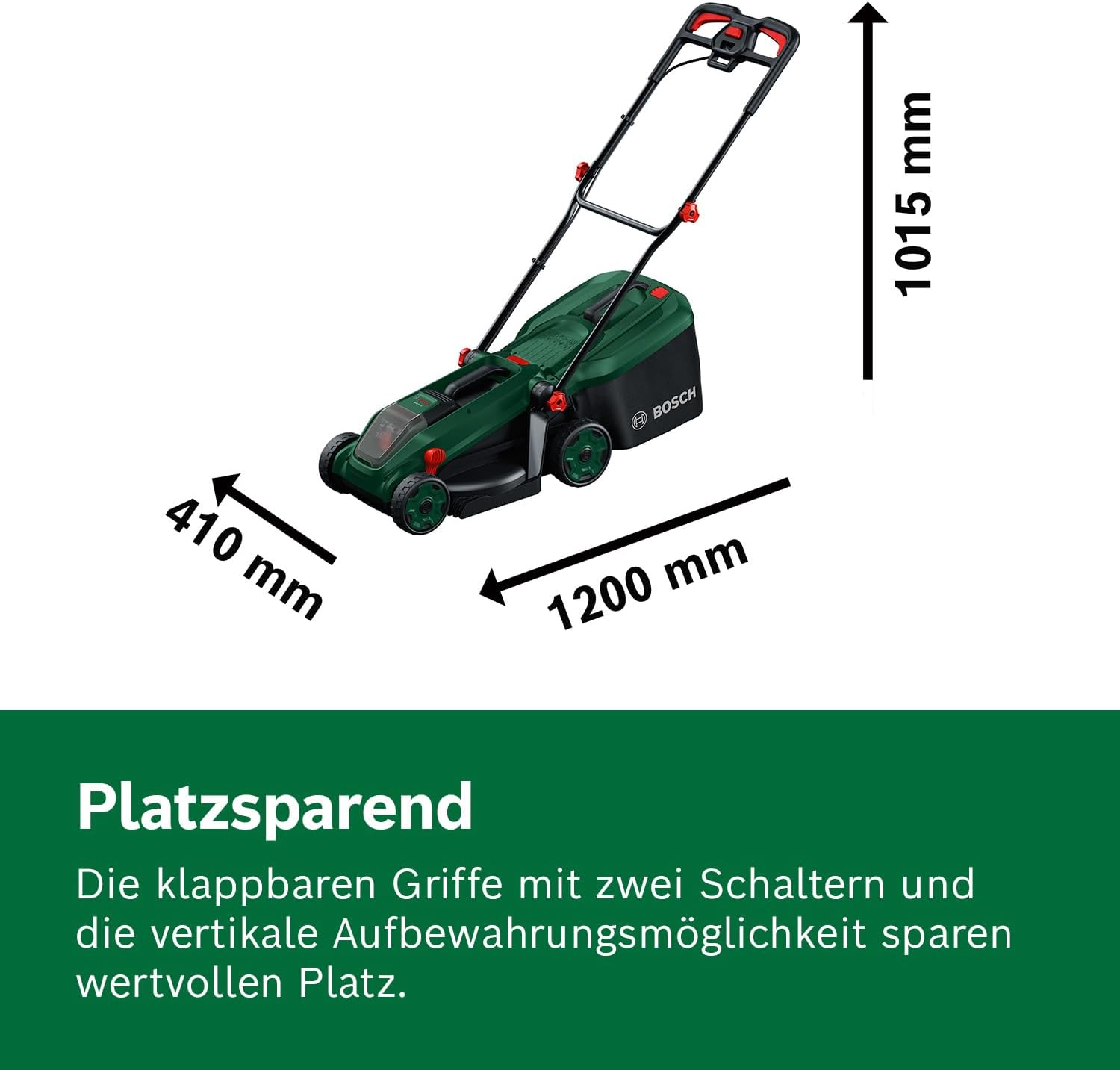 Bosch Akku-Rasenmäher ROTAK18V-34 (Schnittbreite: 34 cm, Schnitthöhe: 25-65 mm, 35 l Stoff-Grasfangkorb, Mulchstopfen, inkl. Akku und Ladegerät)