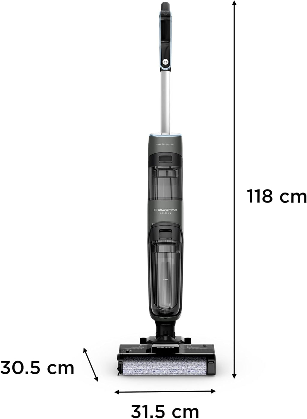 Rowenta X-Clean 4 kabelloser Nass- und Trockenstaubsauger, 2-in-1 Reinigung, 50 Min. Leistung, intelligente Schmutzerkennung, Selbstreinigungssystem, Dunkelgrau, GZ5037WO