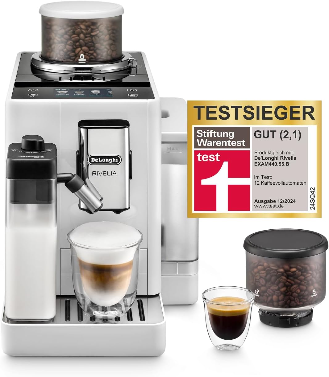 De'Longhi Rivelia - Kaffeevollautomat 16 Getränke Weiß