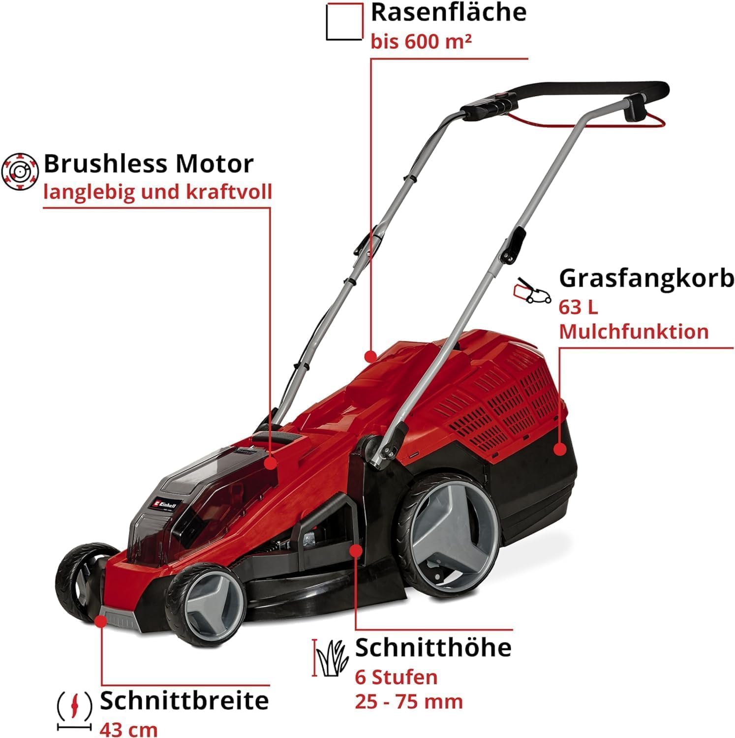 Einhell Akku-Rasenmäher GE-cm 36/43 Li M-Solo