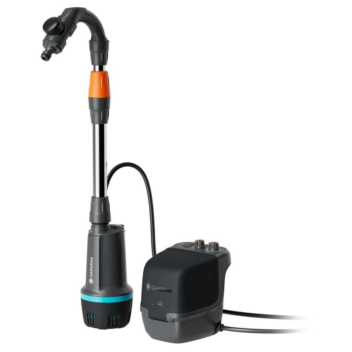 Gardena Akku-Regenfasspumpe 2600 Comfort 18V P4A Ready-To-Use Set: Bewässerungsintervalle, Leistungseinstellung, Passt zum Wasserbehälter, Konstanter Druck, Kabellos (14604-20)