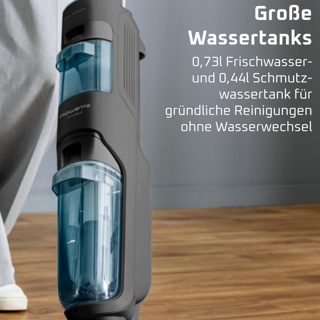 Rowenta X-Clean 5 kabelloser Akku-Nass-Trockensauger, selbstreinigend, nur 1,1 kg in der Hand, Sprachassistenz, LED-Anzeige, 170 Watt, 50 Min. Laufzeit, Schwarz/Blau, GZ5555EE