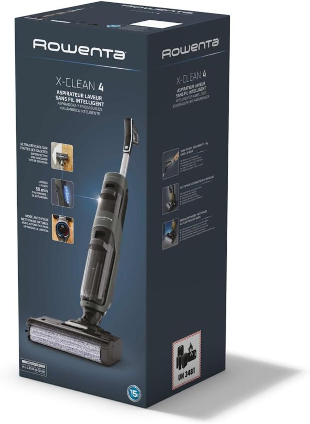 Rowenta X-Clean 4 kabelloser Nass- und Trockenstaubsauger, 2-in-1 Reinigung, 50 Min. Leistung, intelligente Schmutzerkennung, Selbstreinigungssystem, Dunkelgrau, GZ5037WO