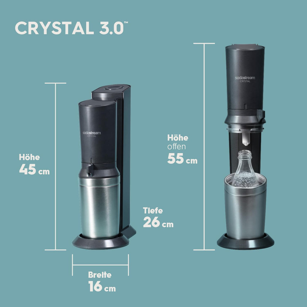SodaStream CRYSTAL 3.0 Wassersprudler - 2x 0,7L Glaskaraffe & CO2-Zylinder