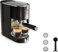 Krups Virtuoso+ Espresso-Siebträgermaschine, 15 bar Pumpendruck, 3 Crema-Filter, Edelstahl-Dampfdüse, intuitives Bedienfeld, Drehregler, inkl. Dosierlöffel und Tamper, Schwarz/Edelstahl, XP444G