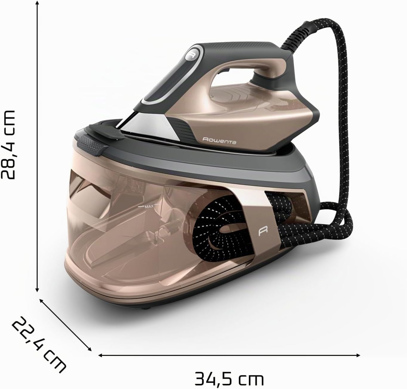 Rowenta Force Pro 500 Dampfbügelstation, 2800 W, 130 g/min variable Dampfmenge, Dampfstoß von 550 g/min, spart Energie, Quicksteam-Technologie, Braun/Schwarz, VR9033F0