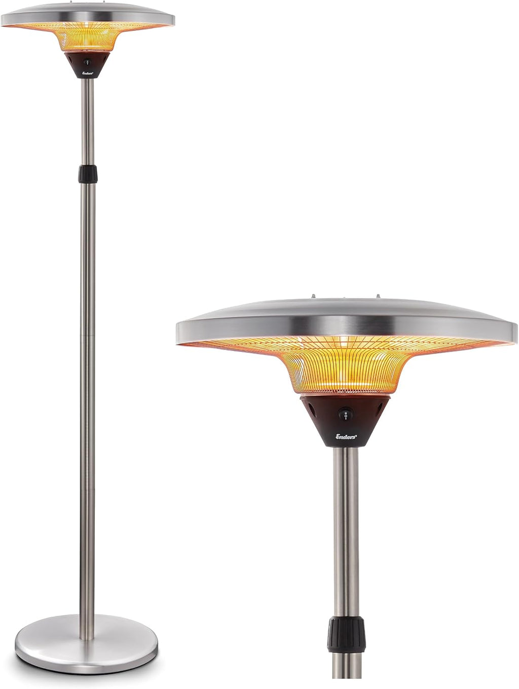Enders Terrassenheize Oron, Elektro Standstrahler, Heizpilz, Terrasse und Balkon, höhenverstellbar, 2 Leistungseinstellungen, 1.000 - 2.000 Watt, Infrarot-Strahlungswärme, inkl. Kippsicherung #49076