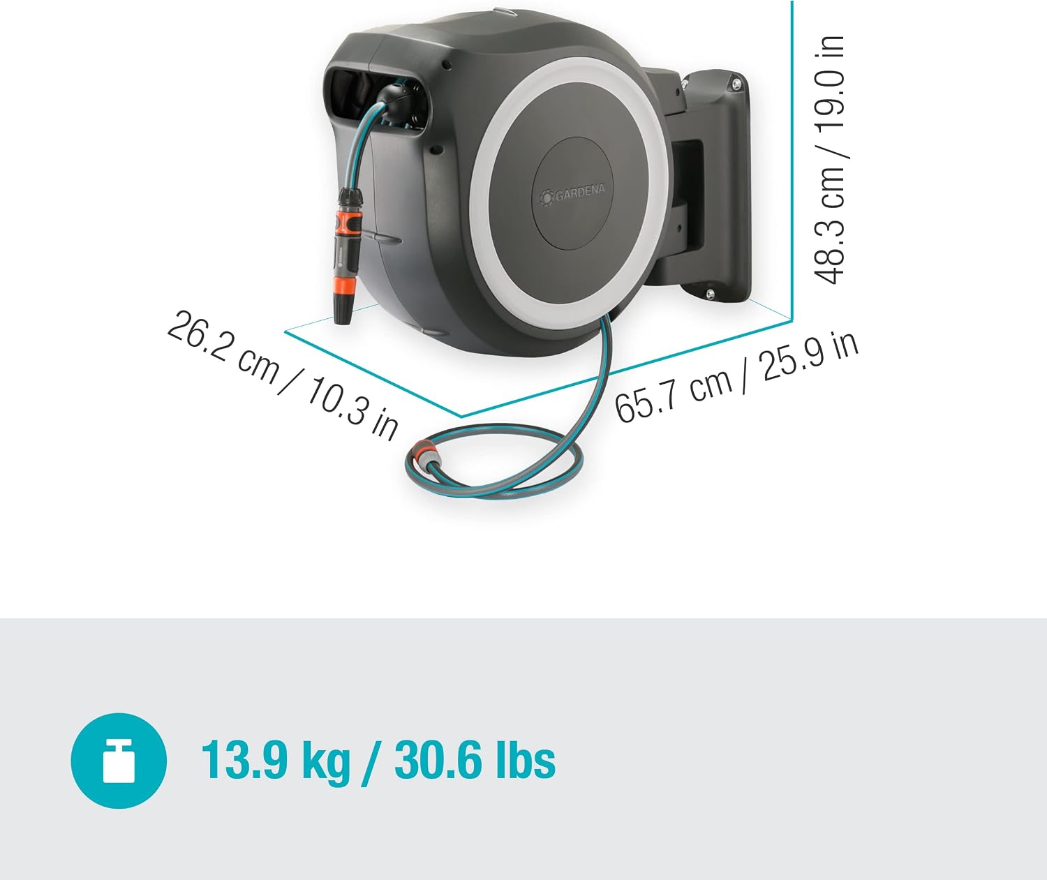 Gardena Wand-Schlauchbox Rollup XL, weiß, 35 m