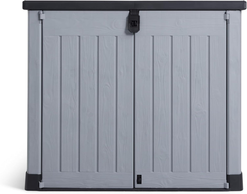 Keter Store-it-out Pro Mülltonnenbox, 145.5x82x123cm, Robuste Abfallbehälter-Lösung, 1200L, Wetterfest, Grau/Schwarz, UV-beständiges Polypropylen, Abschließbar