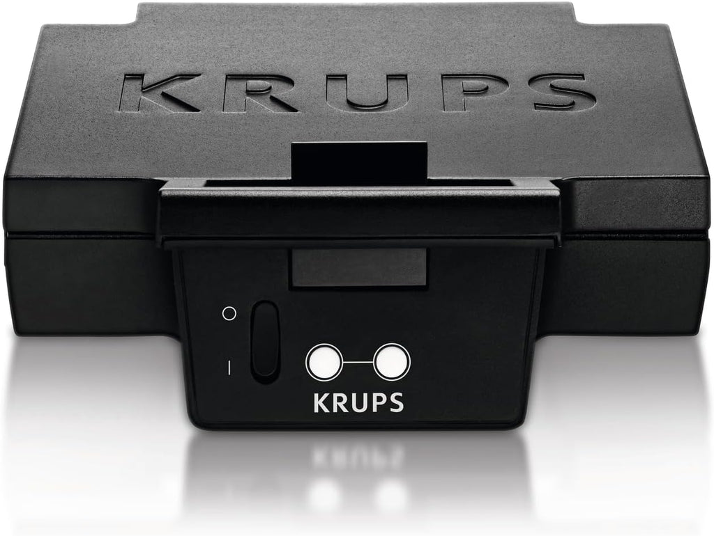 KRUPS FDK461 Sandwichmaker – Dreiecks-Sandwichtoasts, Keramik-Antihaftplatten, 850W, extra tiefe Form für leckere Gourmet-Sandwiches, schnelles Erhitzen, platzsparend, Standard, schwarz