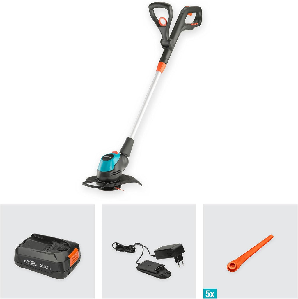 Gardena Akku-Rasentrimmer EasyCut 23/18V P4A Ready-to-Use Set: Leistungsstark, Leichtgewicht, Teleskopgriff, Neigbarer Trimmerkopf, Kabellos (14700-20)