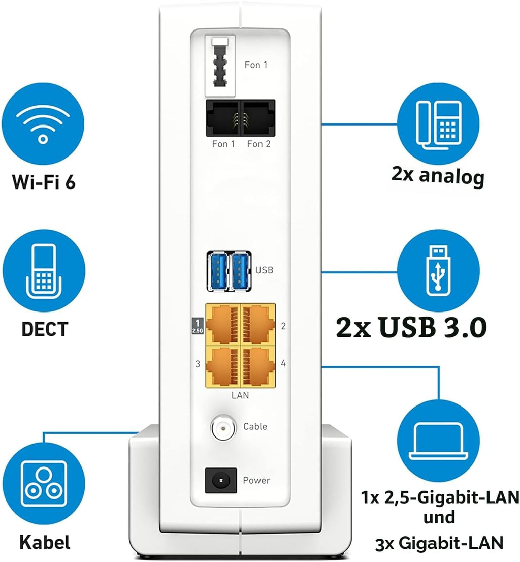 FRITZ!Box 6690 | Router für den Kabel-Anschlus | Wi-Fi 6 bis zu 6 GBit/s