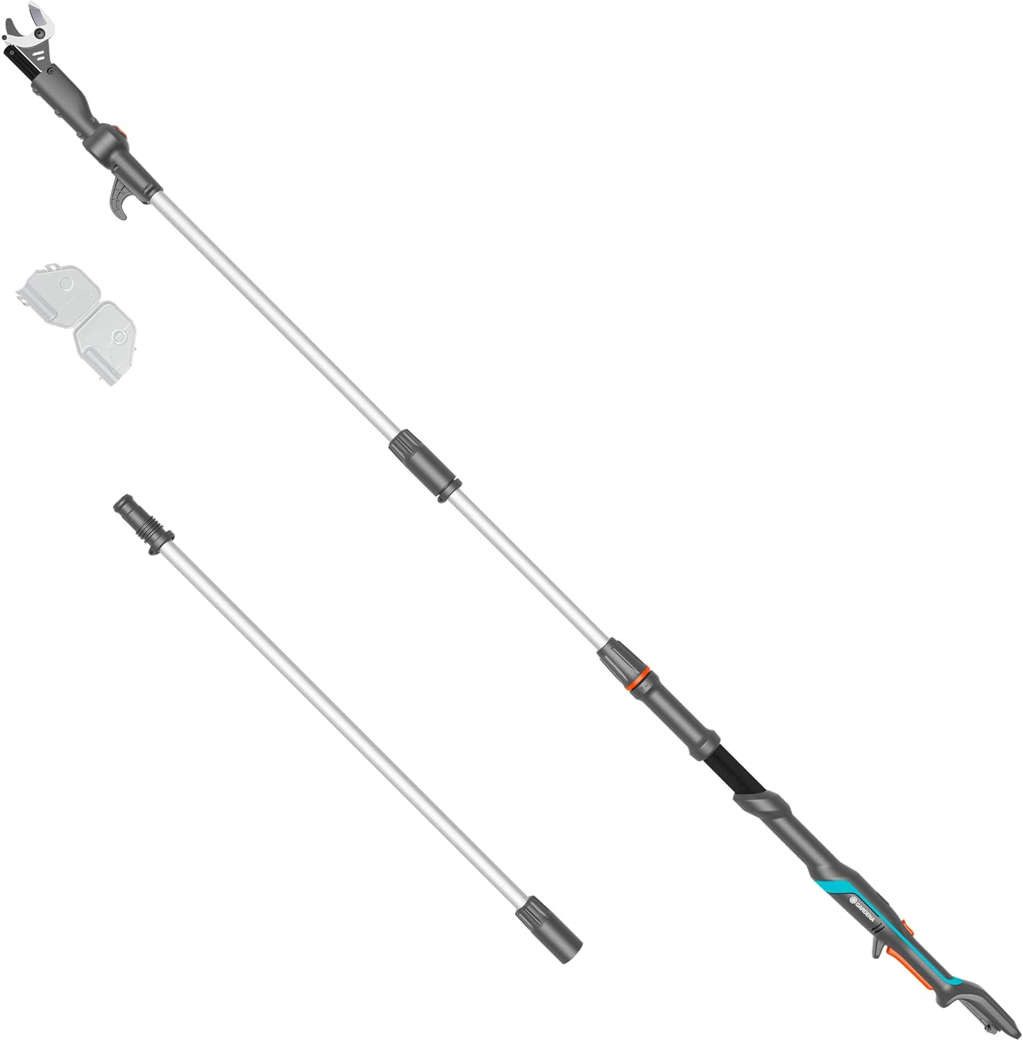 Gardena Akku-Teleskop-Baumschere HighCut 360/18V P4A ohne Akku: Astschere mit Teleskopstiel für Zweige in bis zu 5 m Höhe,schwenkbarer Schneidkopf, ergonomischer Griff, LED-Anzeige (14776-55)