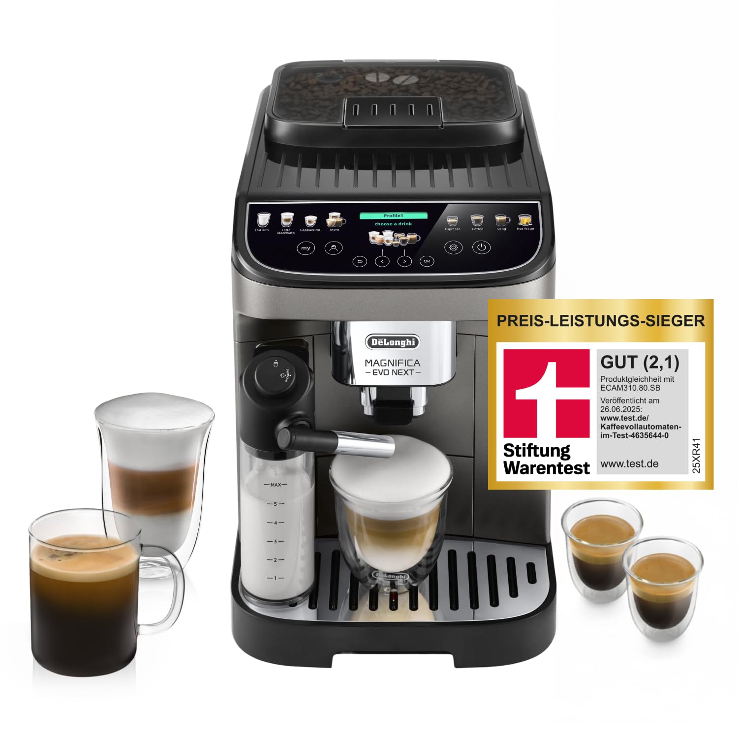De'Longhi Magnifica Duo – Kaffeevollautomat 20 Getränke Silber