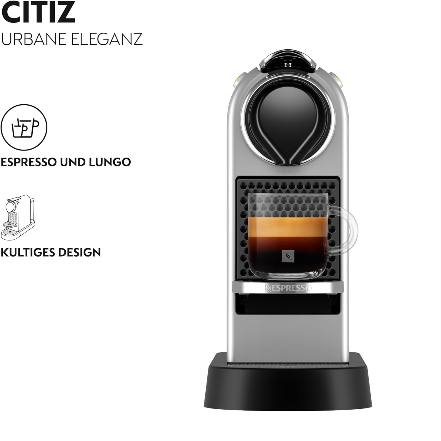 NESPRESSO KRUPS CitiZ Silber Original Kapselmaschine XN741B