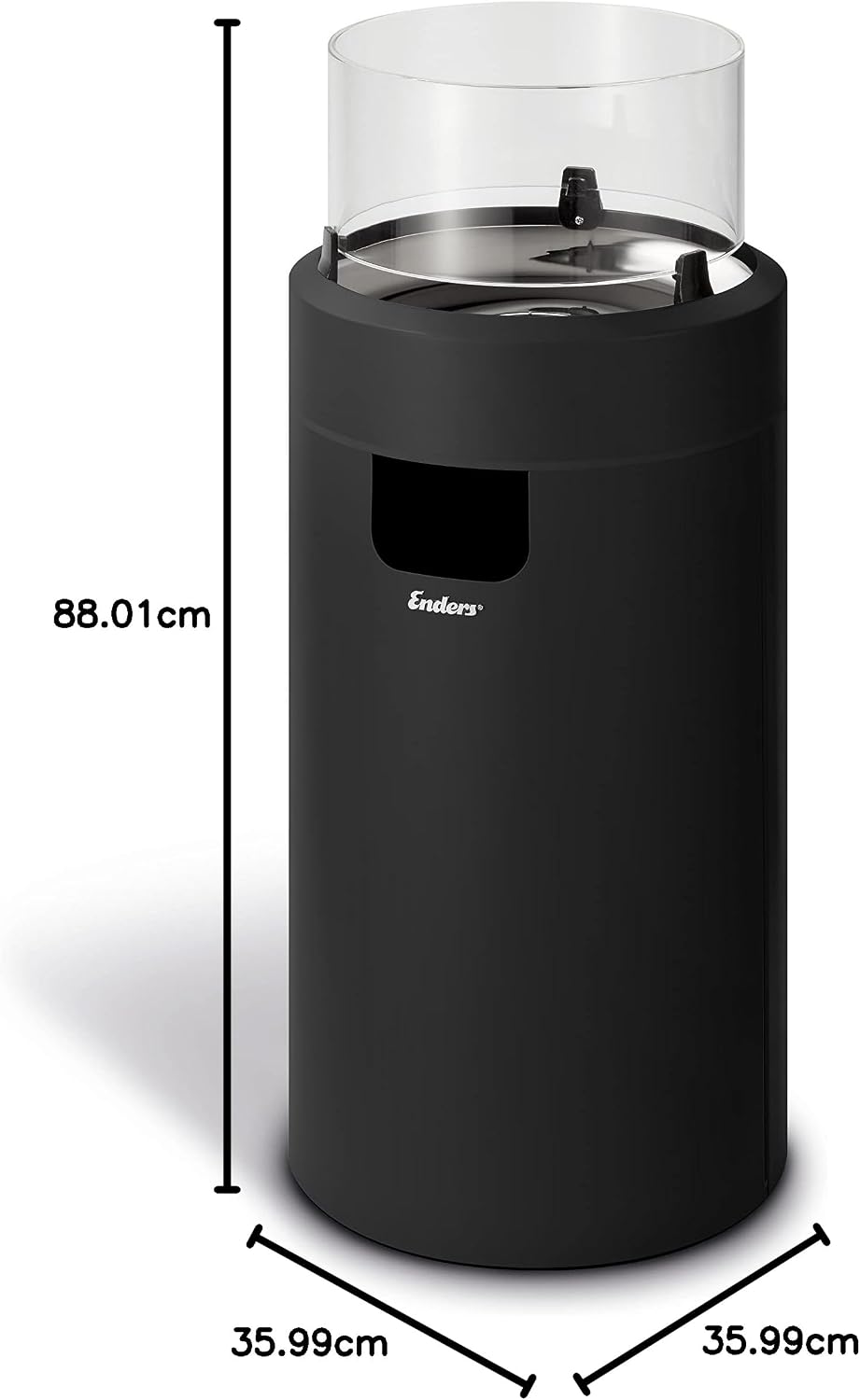 Enders Terrassenfeuer NOVA LED M BLACK, Gas Terrassenfeuer mit Ambientebeleuchtungen, ECO GREEN Brenner-Technologie und exzellentem Design, H88cm Ø 62cm, Schwarz #5600