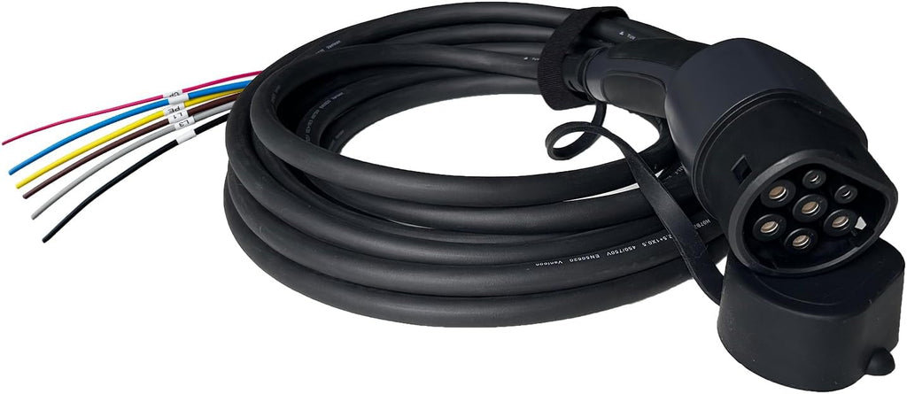 dé Typ 2 Ladekabel offenes Ende 11kW [7,5m| 16A| 3-Phasen] Ladekabel Typ 2 offenes Ende für 11kW Wallbox Ersatzkabel