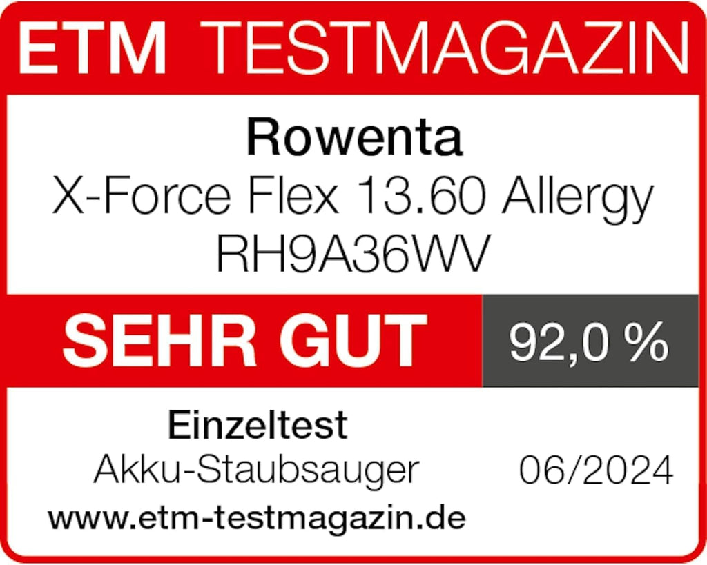 Rowenta X-Force Flex 13.60 Aspirateur sans fil, modèle allergique, Puissance de nettoyage profonde, Articulation Flexible, 150 Air W, jusqu'à 60 Minutes d'autonomie, fabriqué en France, RH9A36WV