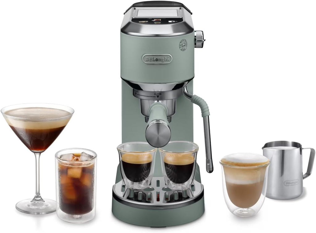 De'Longhi Dedica Duo - Manuelle Espressomaschine mit Cold Brew Grün
