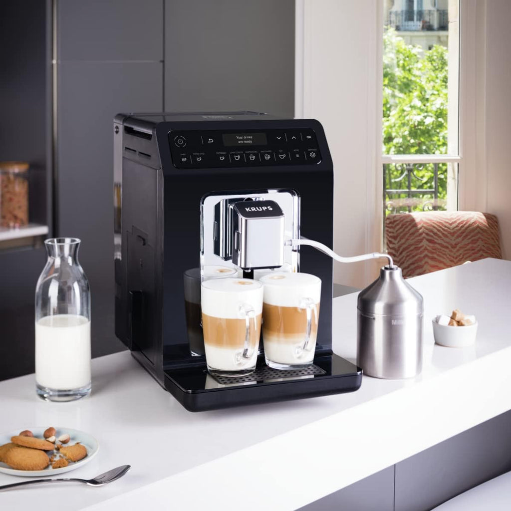 Krups EA8918 Evidence Kaffevollautomat | OLED-Display Barista Quattro Force Technologie | 12 Kaffee | 3 Tee Variationen | One-Touch-Cappuccino | 2-Tassen Funktion | schwarz