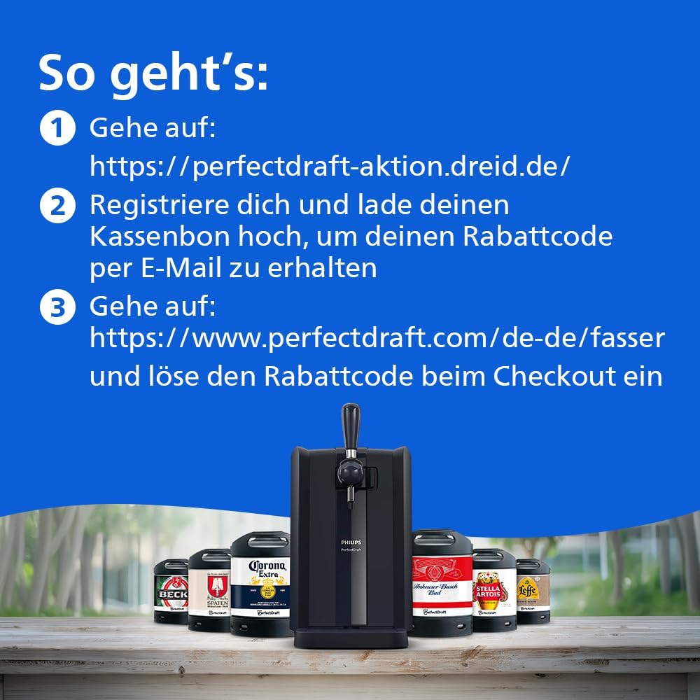 Philips PerfectDraft Black Beer Dispenser for up to 30 Days | Freshly cooled at 3 °C, for the home bar, 6 L, LED indicators (HD3760/90)
