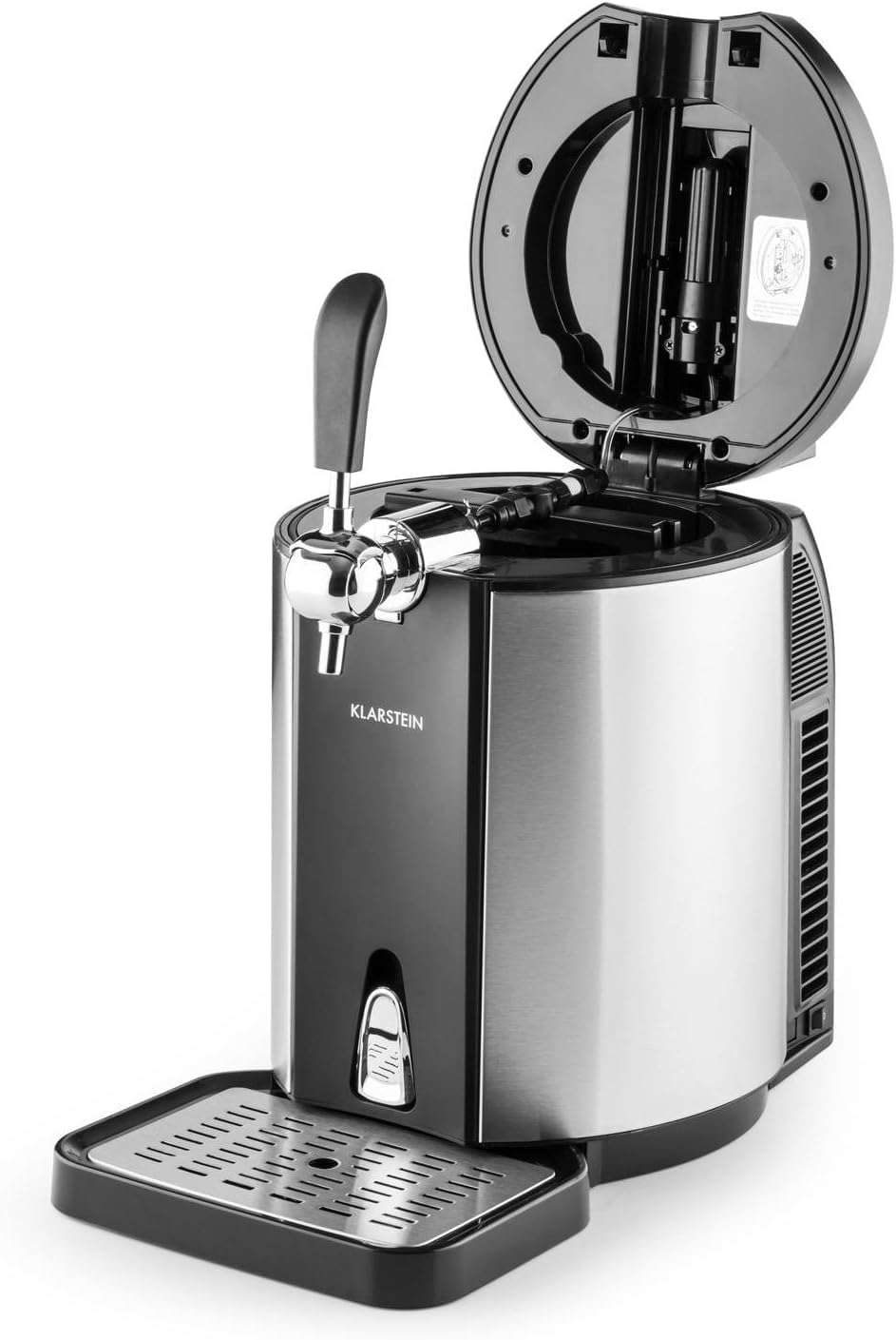 Klarstein Skal – Universal Beer Dispenser with Integrated Beer Cooler, Cooling to 2-12 °C, Beer Dispenser 5 Litres with Cooling. Thermoelectric Cooling System, 38 dB, Grey Silver