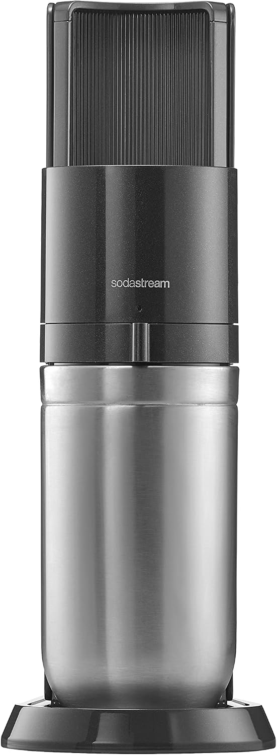 SodaStream Wassersprudler DUO Vorteilspack mit 1x Quick-Connect CO2-Zylinder, 2x 1L Glasflasche und 1x 1L spülmaschinenfeste Kunststoff-Flasche, Höhe: 44cm, Farbe: Titan