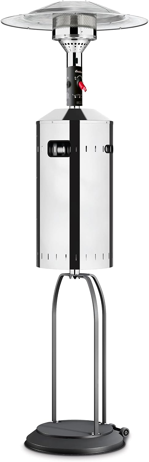 Enders® Elegance Eco Green 6 kW silber,Terrassenstrahler, Gas-Heizstrahler, Heizpilz mit Leistungsregulierung 4-6 kW, Eco Green-Brenner, Transporträder, Umkippsicherung #9351