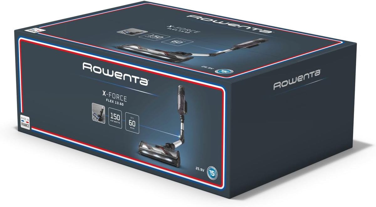 Rowenta X-Force Flex 13.60 Aspirateur sans fil, modèle allergique, Puissance de nettoyage profonde, Articulation Flexible, 150 Air W, jusqu'à 60 Minutes d'autonomie, fabriqué en France, RH9A36WV