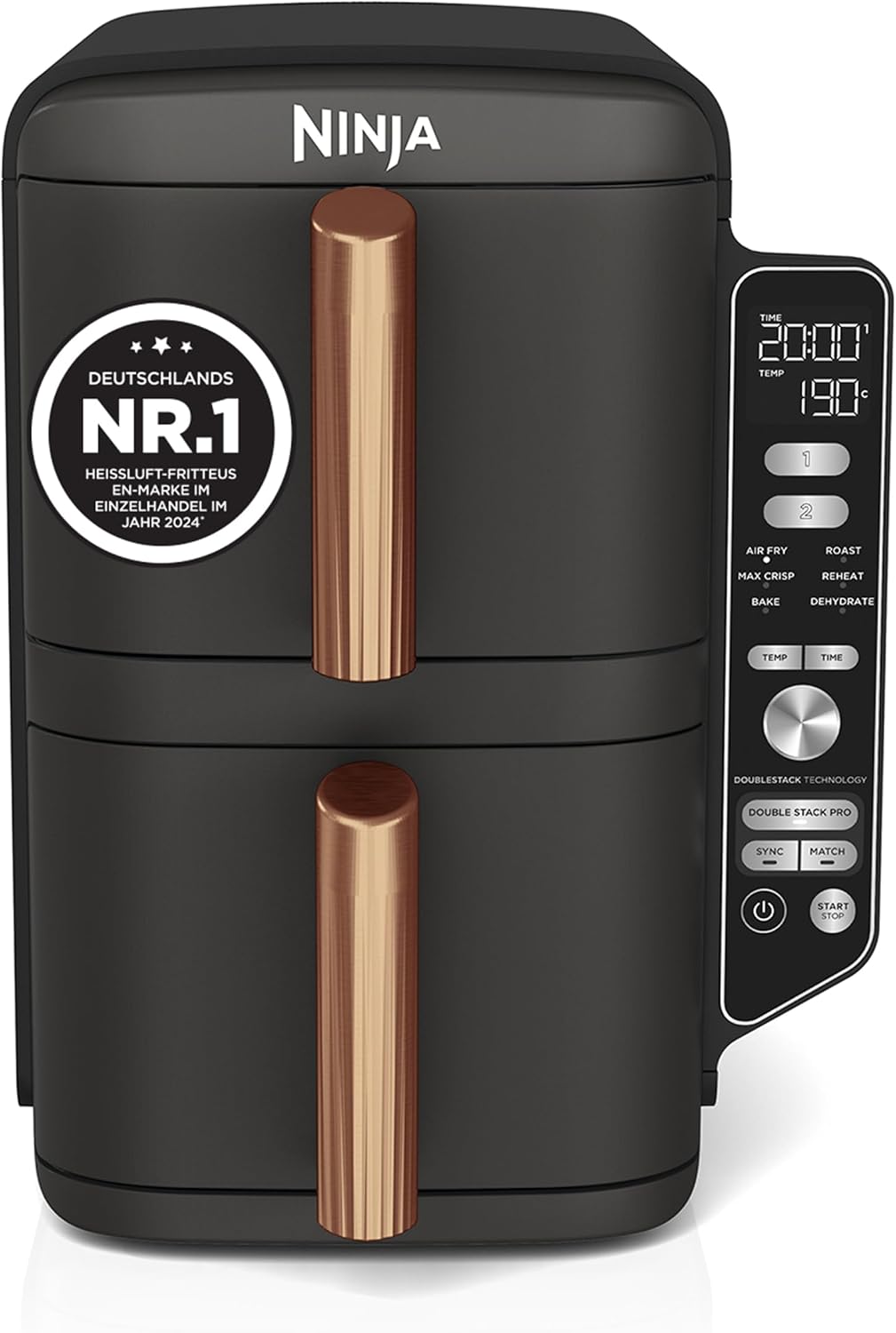 Ninja SL400EUCP Double Stack Heißluftfritteuse 9,5L – 4 Ebenen, 6 Funktionen, 2470W, Kupfer/Schwarz (Copy)