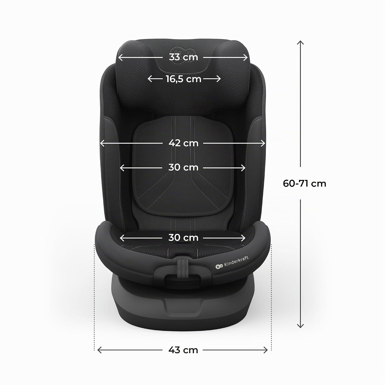 Kinderkraft I-GROW 2 PRO Child Seat 0-36 kg, I-SIZE 40-150 cm, 360 Degree Rotatable, Child Car Seat with Isofix Station, FWF and RWF, Adjustable Headrest/Backrest with Reclining Position, Black