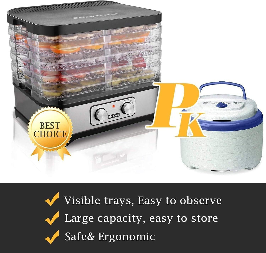 Dehydrator Dehydrator with Temperature Control, 8 Levels Removable Dehydrator, Temperature Control 35-70°C for Meat, Fruits, Vegetables and Nuts, 400 W, Button, BPA-Freeo