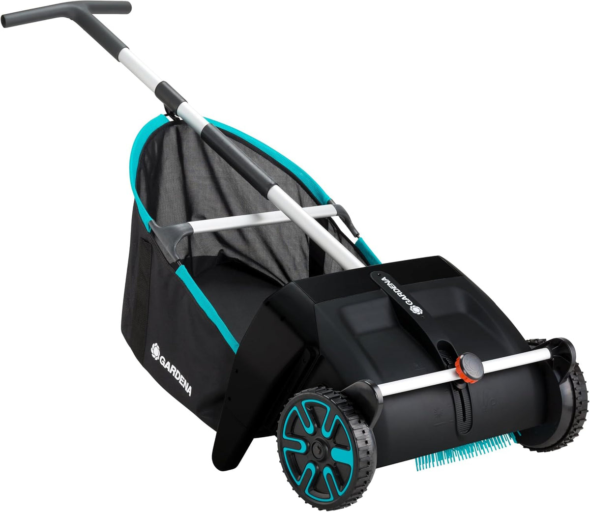 Gardena Laub- und Rasensammler: Kehrmaschine für den Garten, mit entnehmbarem Fangsack, rotierendes Bürstensystem, ergonomischer Griff, geräuscharm (3565-20)