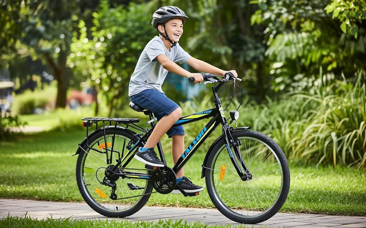 24 Zoll Jungen Fahrrad 21-Gang Shimano mit Beleuchtung Farbe SCHWARZ TMX