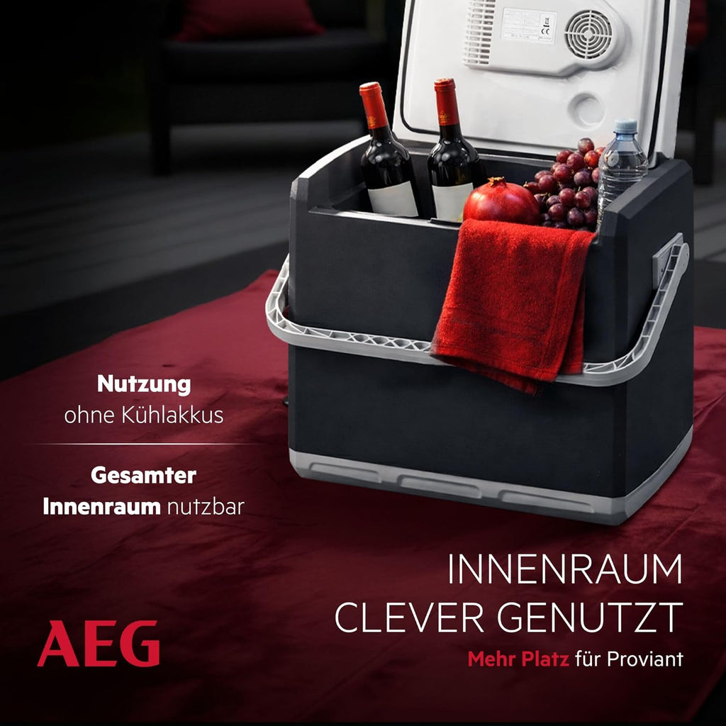 AEG Automotive 28 Litre Thermoelectric Cool Box, 12 / 230 V for Cars and Mains Outlets, Red