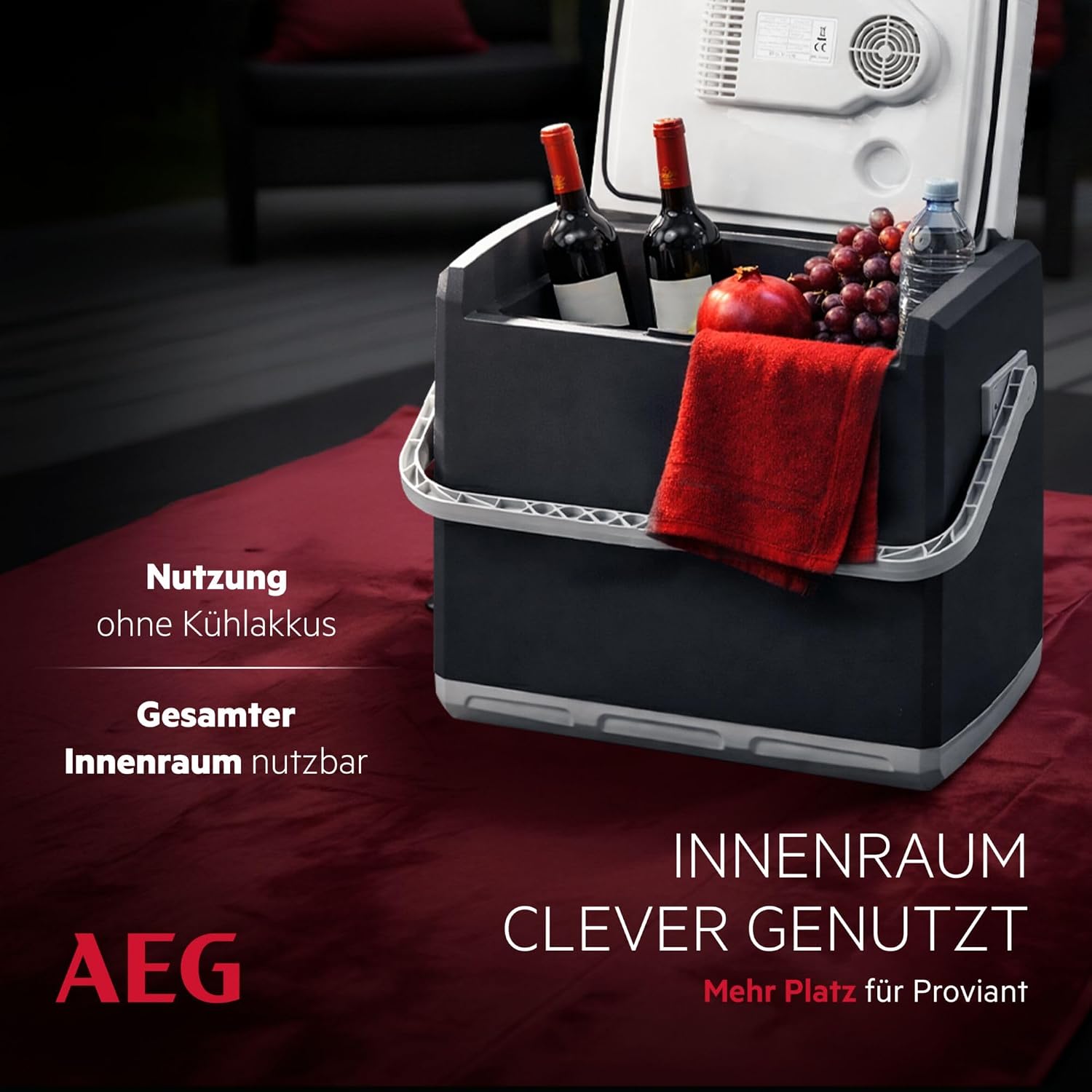 AEG Automotive 28 Litre Thermoelectric Cool Box, 12 / 230 V for Cars and Mains Outlets, Red
