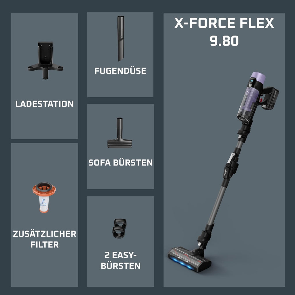 Rowenta X-Force Flex 9.80 kabelloser Akku-Stabstaubsauger, Allergy Modell