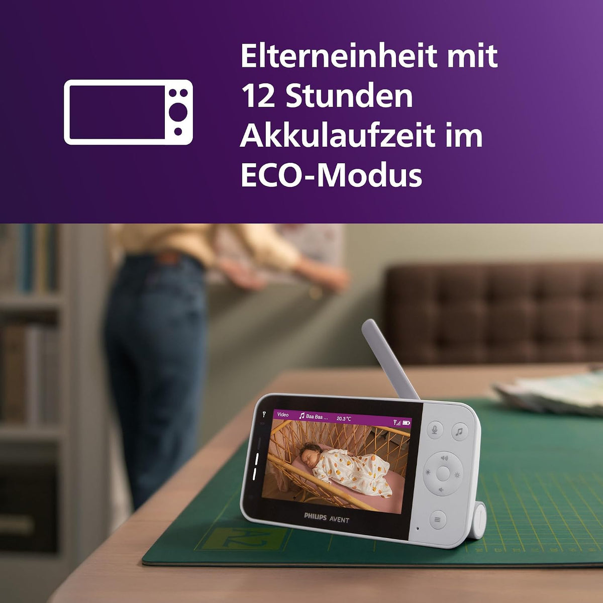 Philips AVENT Connected Baby Monitor with Camera and WiFi, High-Quality HD Camera, Infrared Night Vision Function, Scream Detection, Intercom Function, DEKRA Certified Private and Safe, SCD951/26