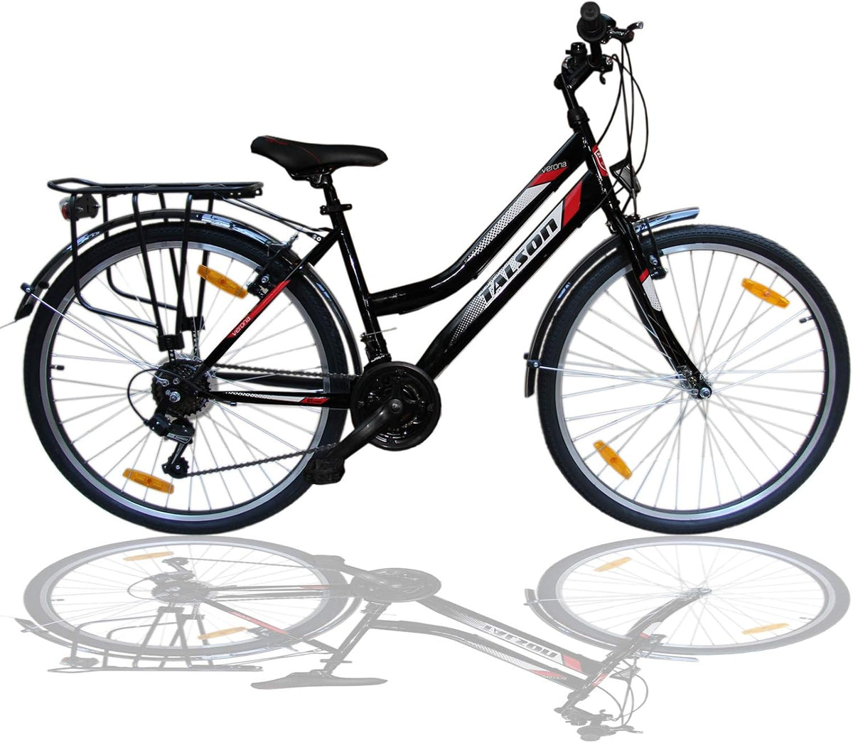 Talson 28 Zoll Damenrad Shimano 21Gang 28" Damen Fahrrad Black mit Beleuchtung nach STVZO