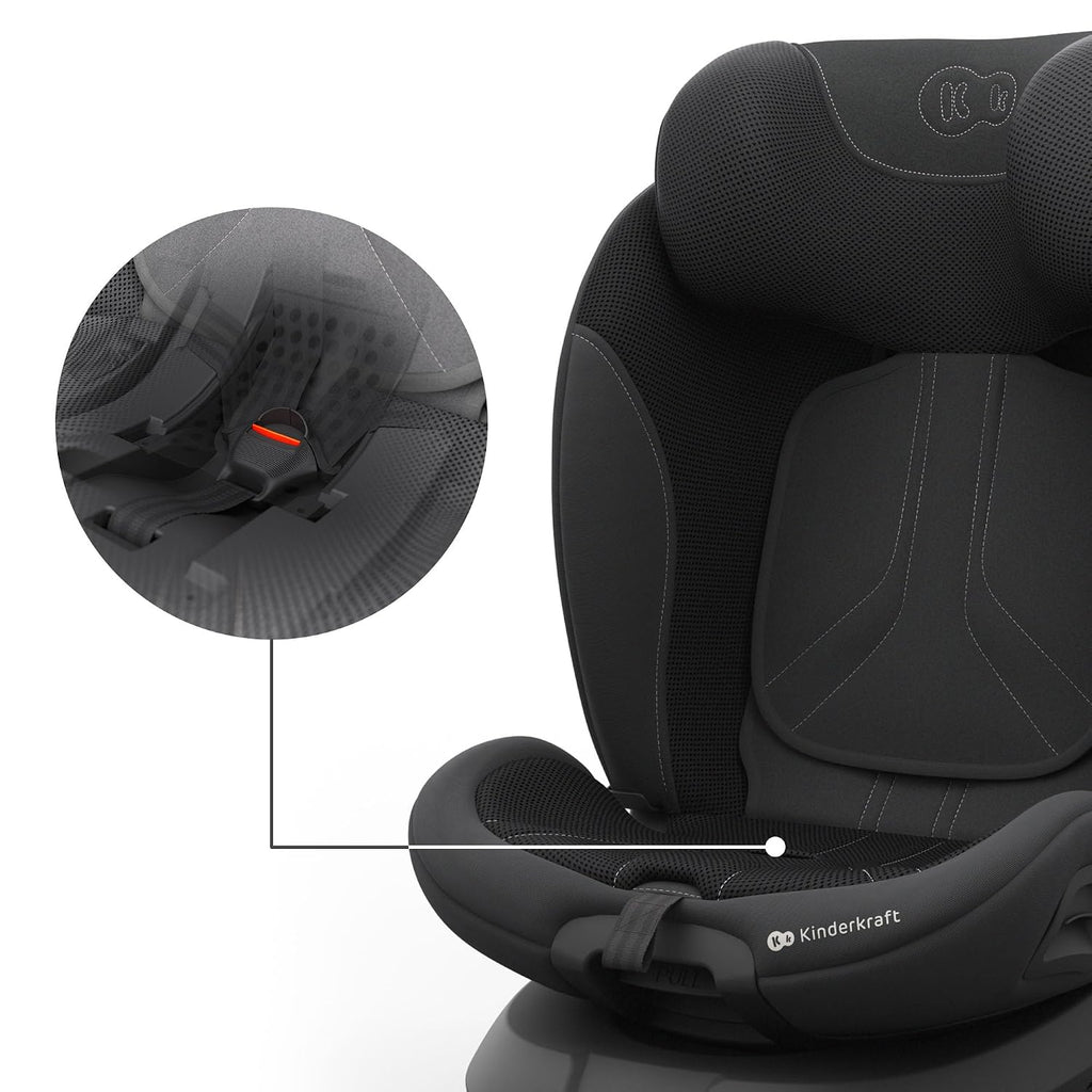 Kinderkraft I-GROW 2 PRO Child Seat 0-36 kg, I-SIZE 40-150 cm, 360 Degree Rotatable, Child Car Seat with Isofix Station, FWF and RWF, Adjustable Headrest/Backrest with Reclining Position, Black