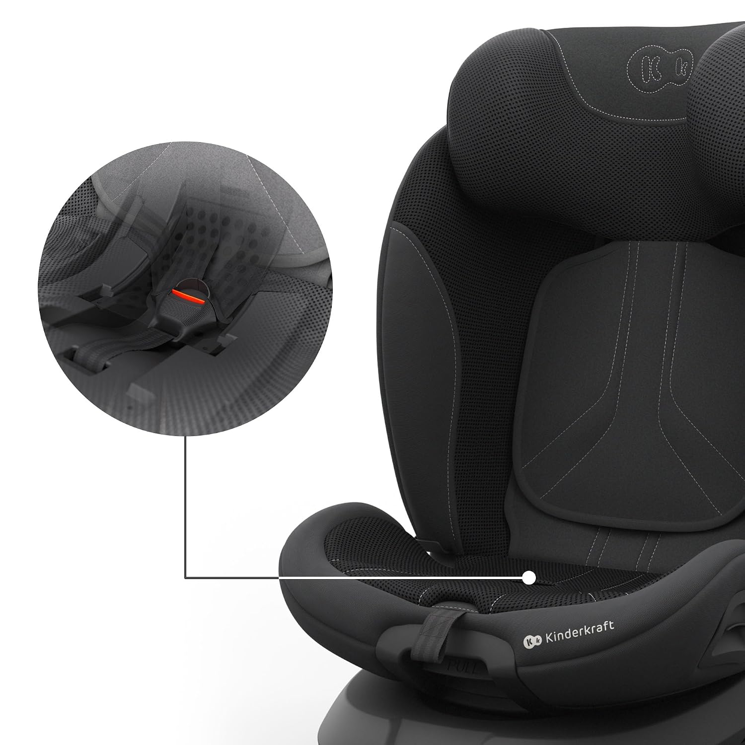 Kinderkraft I-GROW 2 PRO Child Seat 0-36 kg, I-SIZE 40-150 cm, 360 Degree Rotatable, Child Car Seat with Isofix Station, FWF and RWF, Adjustable Headrest/Backrest with Reclining Position, Black