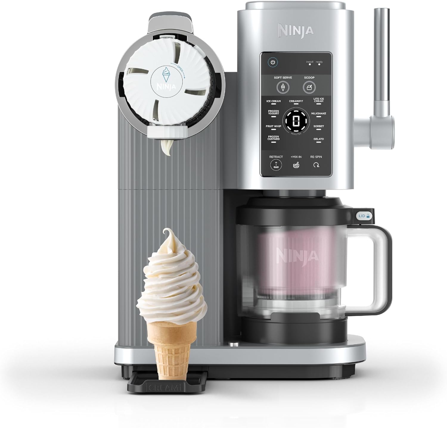 Ninja CREAMi Scoop and Swirl Soft Serve and Ice Cream Maker with 2x Tubs | 13 Functions, Makes Ice Cream, Soft Serve, Gelato, Sorbet, Milkshakes and More, Mix-In Option, Platinum Silver, NC701UK
