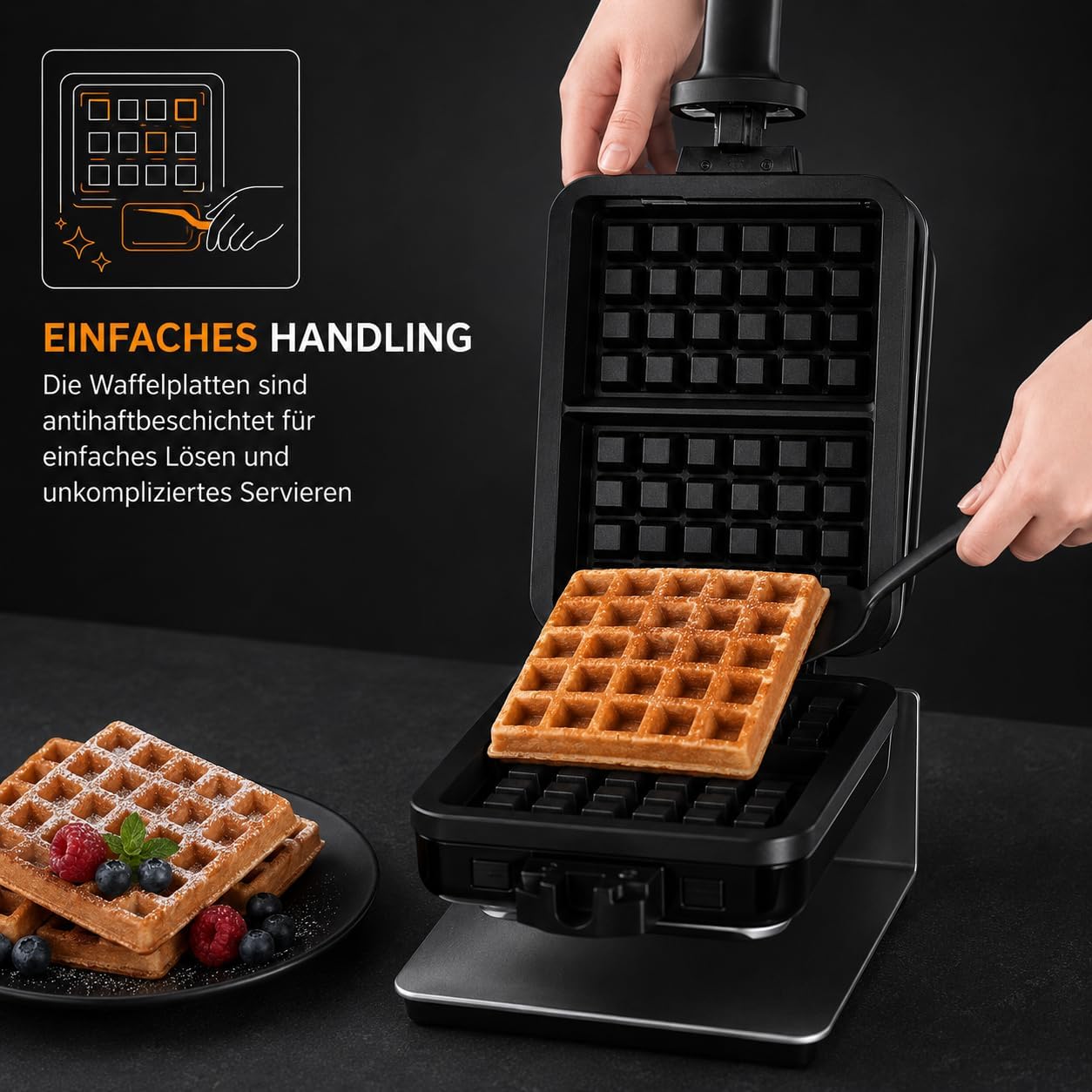 KRUPS Doppelwaffeleisen Professional, drehbares Waffeleisen für 2 belgische Waffeln, knusprig & gleichmäßig backen, 7 Bräunungsstufen und Antihaftbeschichtung, spülmaschinengeeignet, Edelstahl/Schwarz