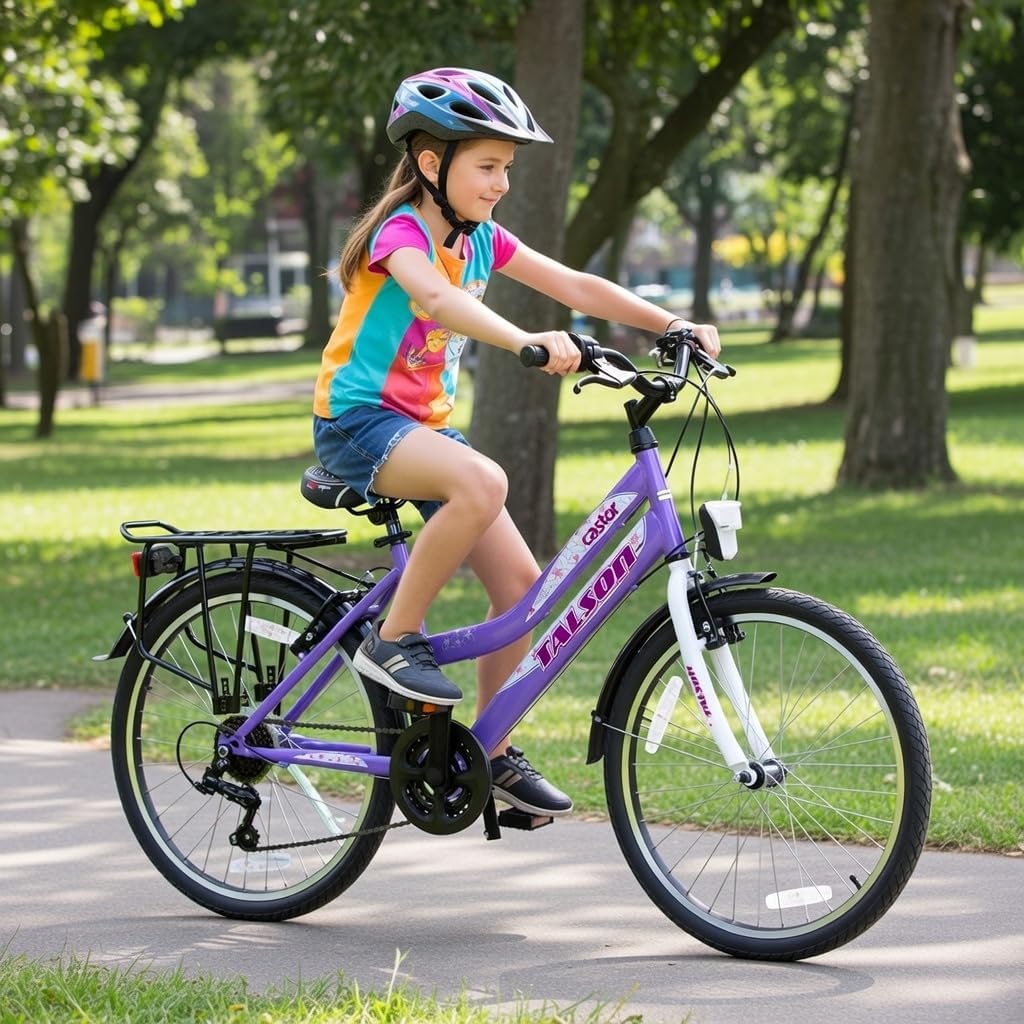 Talson 24 Zoll Kinderfahrrad 21-Gang Shimano Drehgriffschaltung Lila-Weiss mit Beleuchtung nach STVO