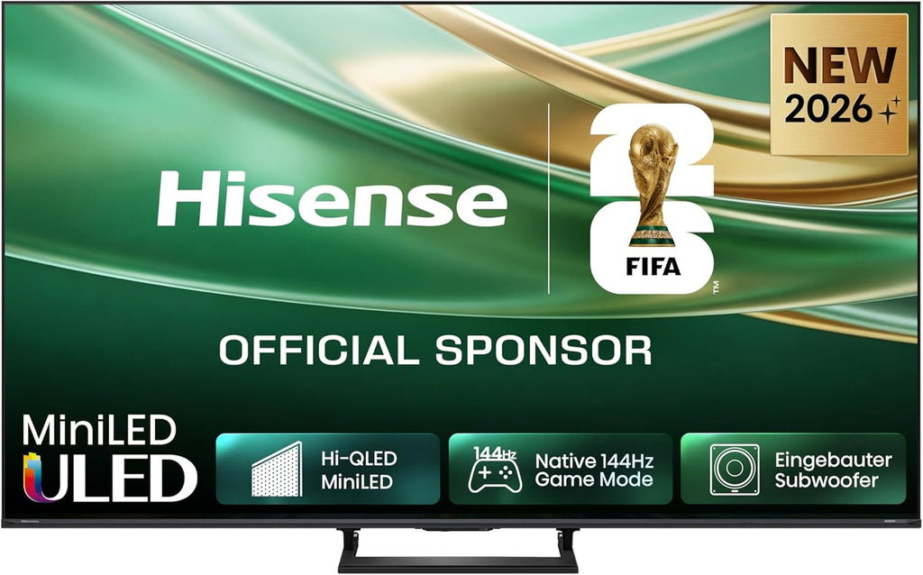 Hisense 55E8DS Fernseher 55 Zoll, 4K UHD, Hi-QLED Mini LED, Smart TV, 144Hz, Hi-View AI Engine, Dolby Vision.Atmos, Unibody Slim, FreeSync Premium, AI-Lichtsensor, Game Bar, Tuned by Devialet