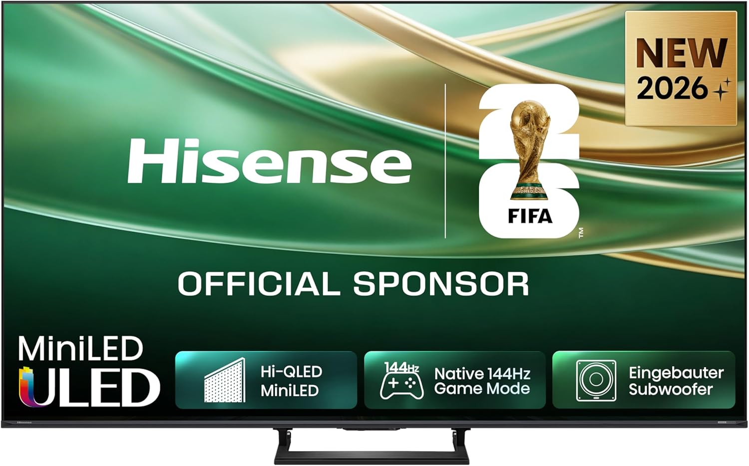 Hisense 55E8DS Fernseher 55 Zoll, 4K UHD, Hi-QLED Mini LED, Smart TV, 144Hz, Hi-View AI Engine, Dolby Vision.Atmos, Unibody Slim, FreeSync Premium, AI-Lichtsensor, Game Bar, Tuned by Devialet